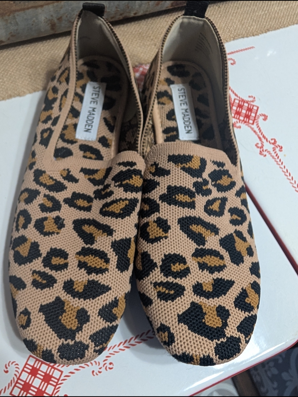 Steve Madden Leopard-Print Slip-On Flats - Tan/Black/Brown